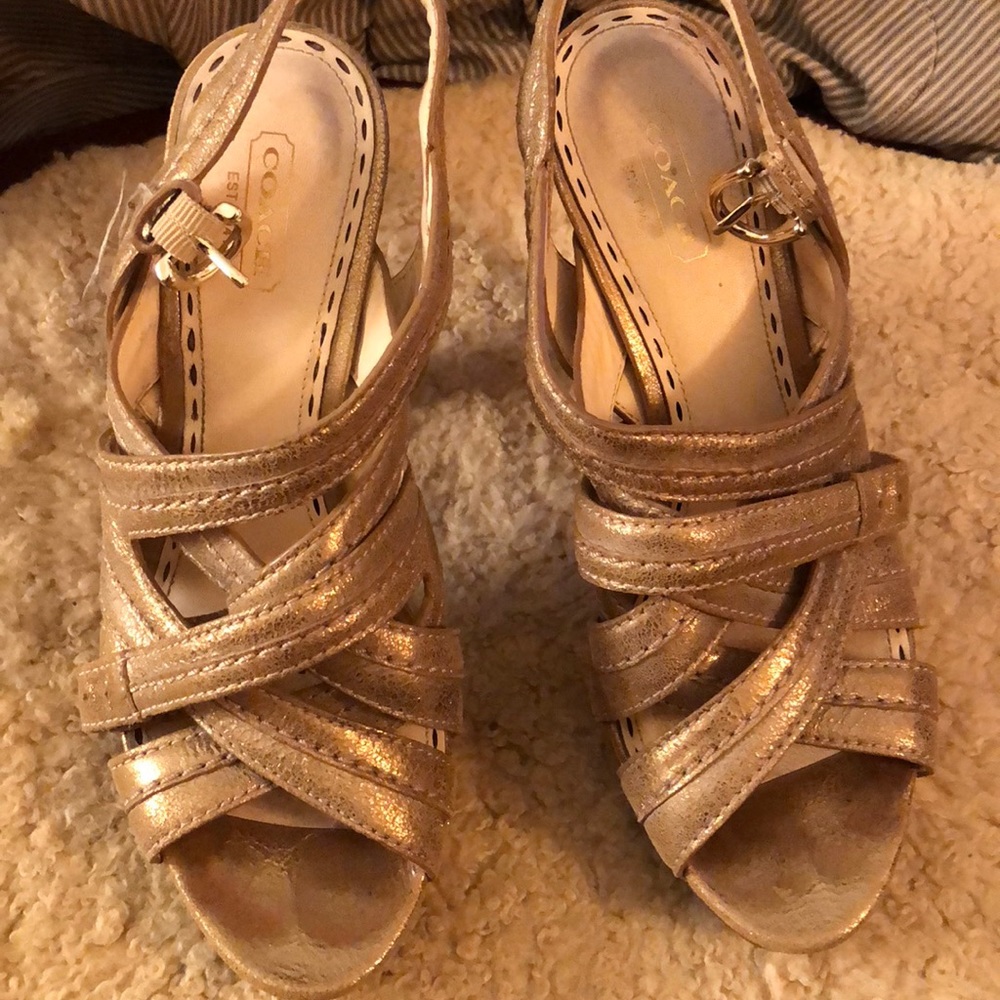 Gold buckle Coach shoes